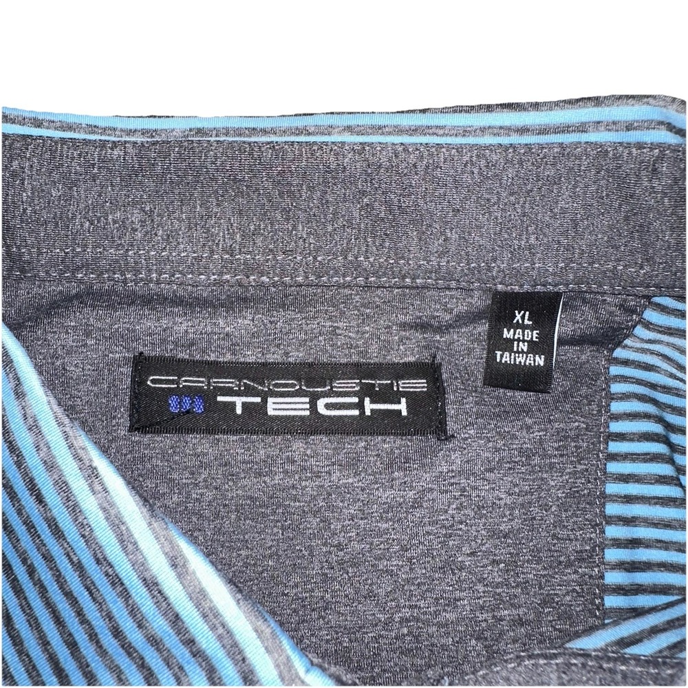 Carnoustie Tech Golf Polo Button Up Blue Orange Striped Stretch Men's XL (Lot 2) - Picture 2 of 5
